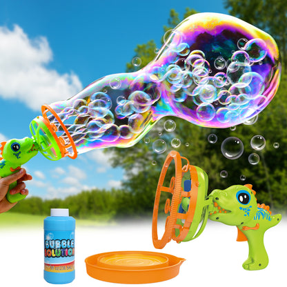 green dinosaur bubble gun