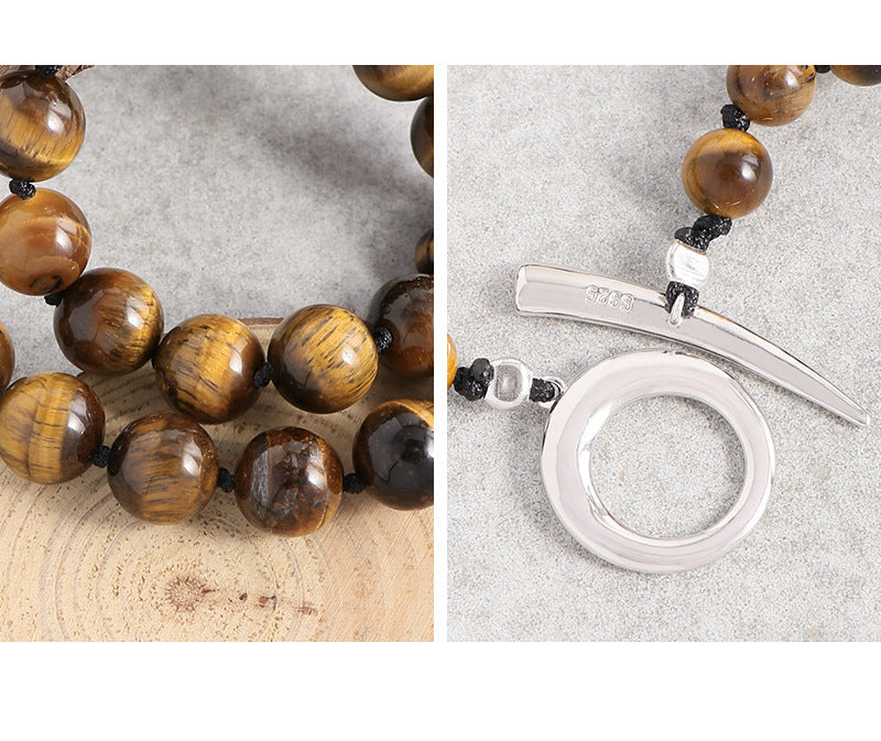 Tiger's eye stone necklace-XL420