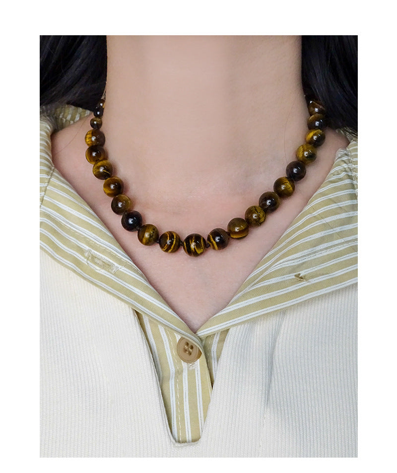 Tiger's eye stone necklace-XL420