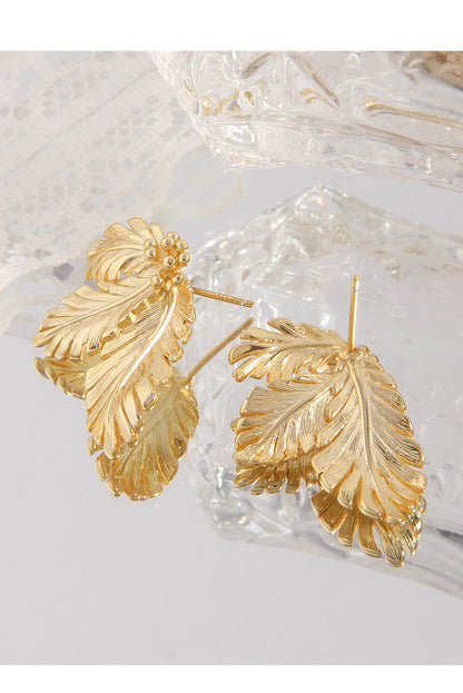 Leaf stud earrings-ES367