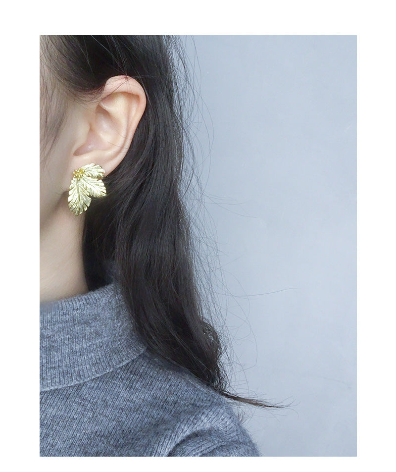 Leaf stud earrings-ES367