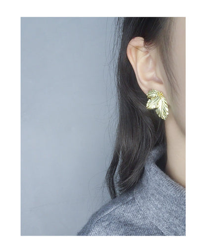 Leaf stud earrings-ES367