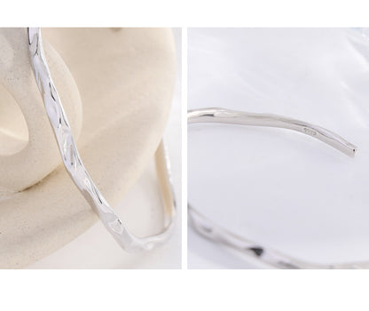 textured sterling silver bracelet-SL058