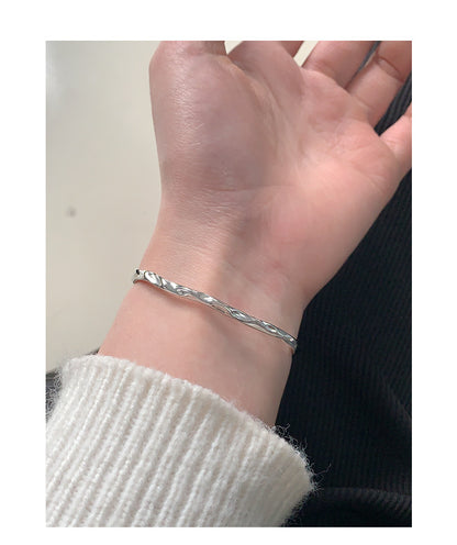 textured sterling silver bracelet-SL058