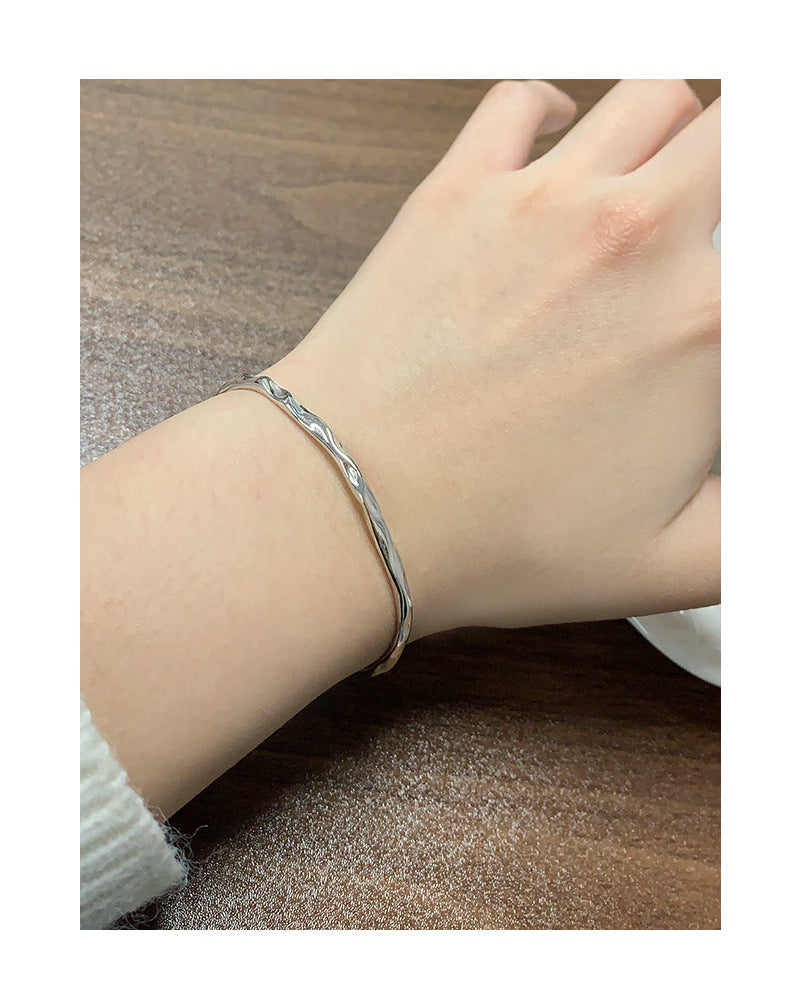 textured sterling silver bracelet-SL058